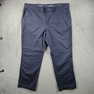 LL Bean Standard Fit Chinos Pants Navy Blue Cotton Blend Mens Size 40x30